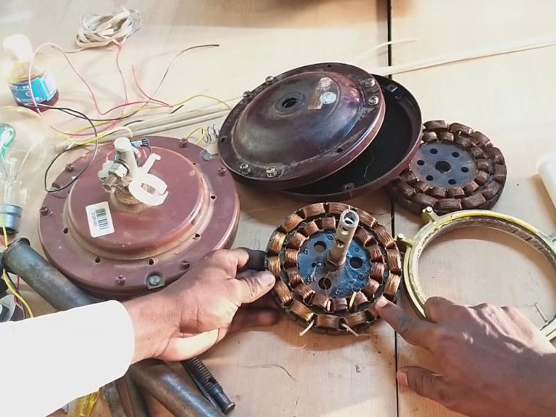 Ceiling fan motor copper winding repair with hand tools
